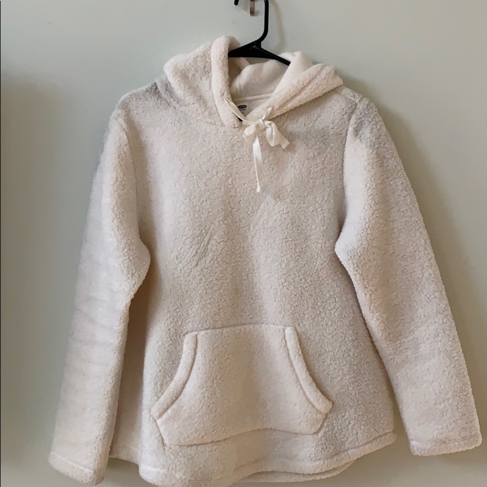 White fuzzy warm hoodie